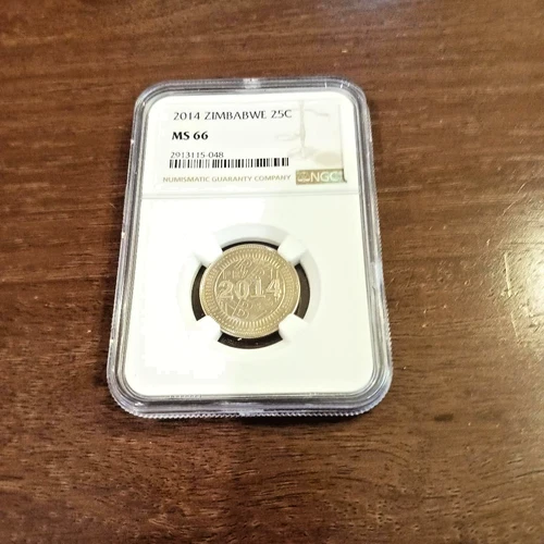 2014 Zimbabwe 25 Cent Bond Coin NGC MS 66
