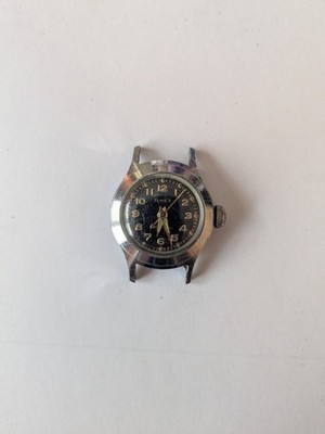 Vintage Timex Waterproof 26.5mm Watch Black Dial Sleek Not Running Project Watch
