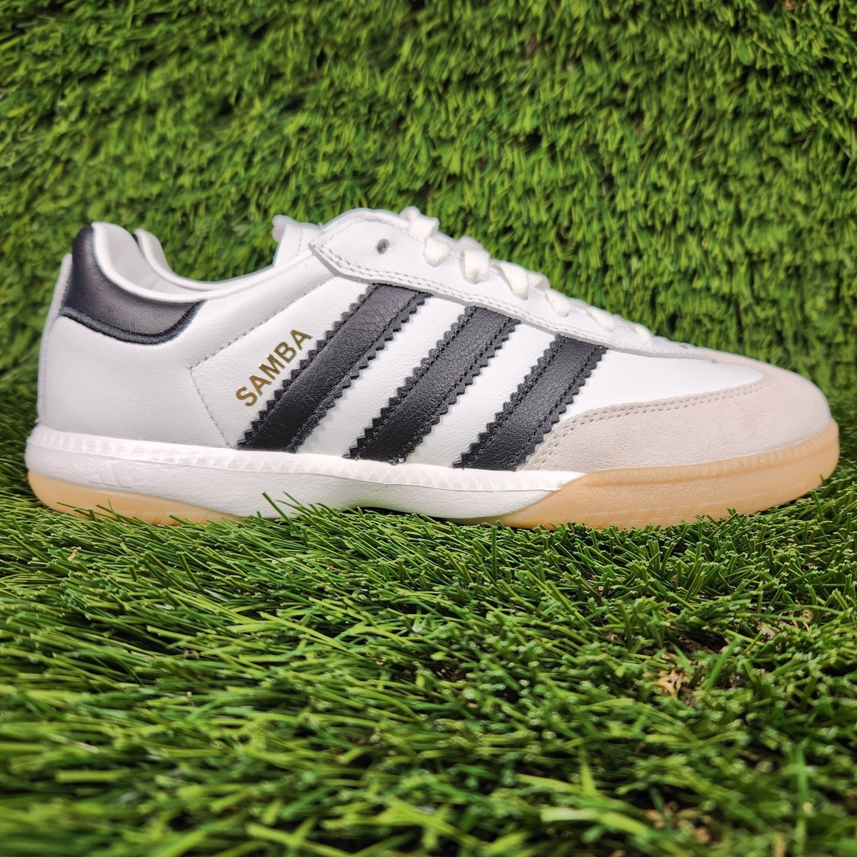 adidas gazelle silver green womens Adidas - Samba Millennium Sneaker in Core Black & White