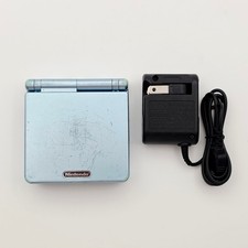 Nintendo Game Boy Advance SP AGS-101 Pearl Blue Handheld Console with Charger
