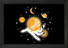 Mond Hand Universum Spiritu gerahmtes Wandbild Poster Leinwanddruck Bild