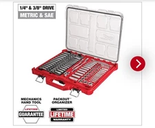 Milwaukee 48-22-9486 1/4" & 3/8” Drive 106pc Ratchet & Socket Set with PACKOUT  