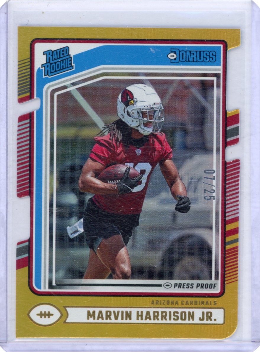 Marvin Harrison Jr. 2024 Panini Donruss Gold Die-Cut /25 #393 Press Proof Rookie