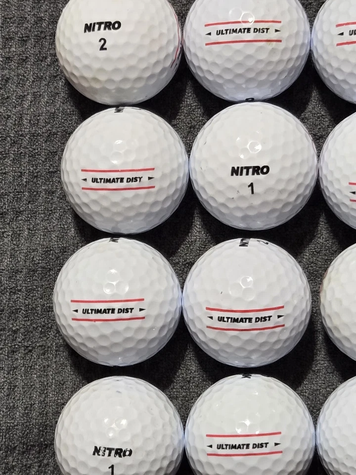 1 docena de pelotas de golf Nitro Ultimate Distance usadas de calidad (etiqueta roja) Foto 2 de 3