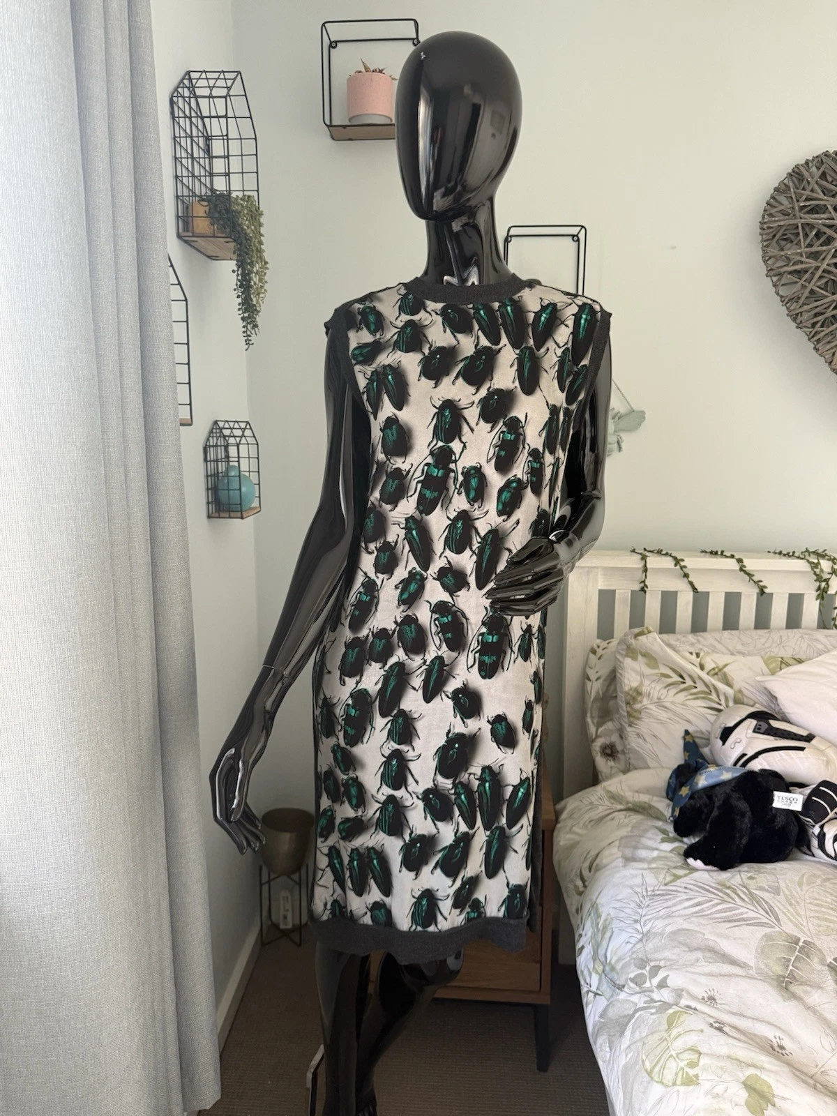 Lanvin — Rare Vintage Lanvin Beetle Print Dress – 100% Wool & Silk – Size M –