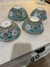 4 Vintage Made in China Porcelain 06 N 21 Rice/Soup Bowls 3 Med 1 Large B36