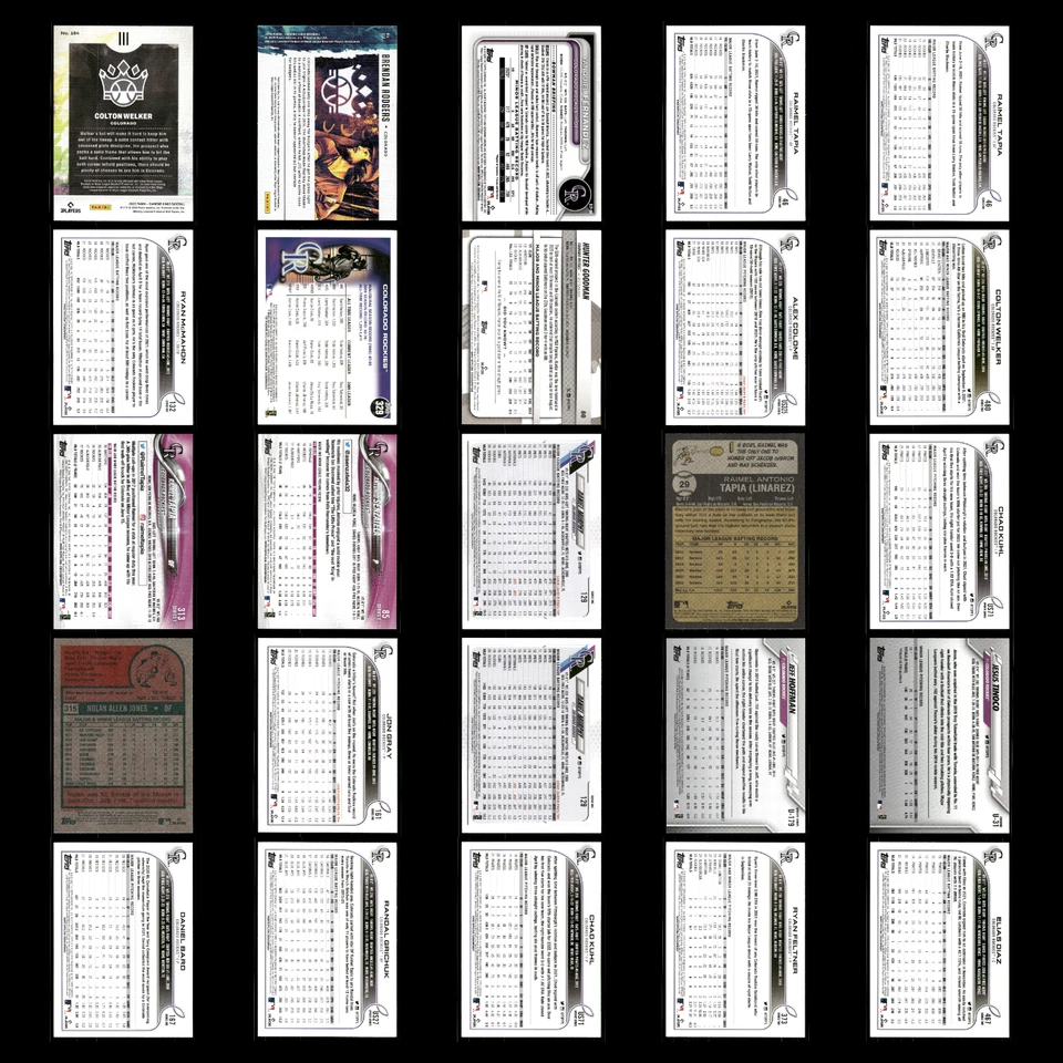 Lote 25 cartões de beisebol novato Colorado Rockies Panini Diamond Kings Colton Welker - Imagem 2 de 4