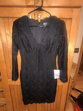NWT Adrianna Papell Evening Dress black Lace Overlay Cocktail Party Size 4P