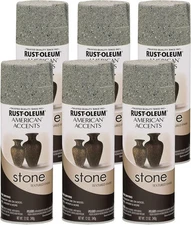 Rust-Oleum 7992830-6PK Stone Creations Spray Paint, 12 Oz, Gray Stone, 6 Pack