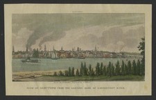 1836 Hand Colored Engraving: Hartford from Eastern Bank of Connecticut River 1836 Hand Colored Engraving: Hartford from Eastern Bank of Connecticut River