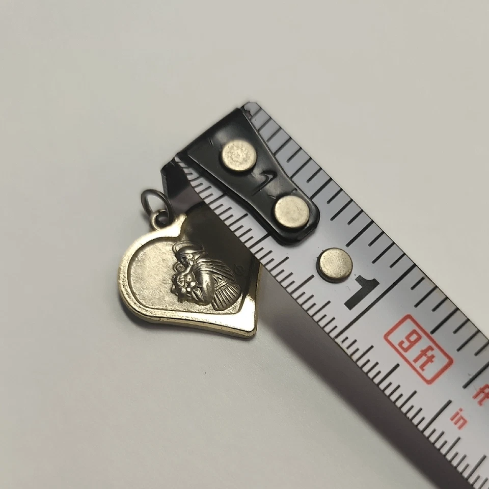 Золотой и серебряный кулон в форме сердца религиозный святой Антоний - Изображение 2 из 3