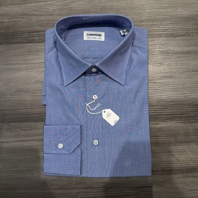 Lorenzini Italy Blue Button-Up Long Sleeve Dress Shirt 15.5 39 NEW Cotton Collar