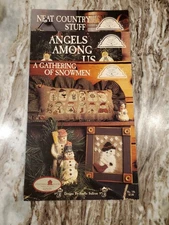 Lot Of 3 Homespun Elegance Cross Stitch Pattern Leaflets Snowmen Angels Country