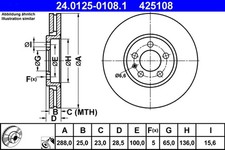 2x ATE Bremsscheibe 24.0125-0108.1 für VW GOLF PASSAT 35I VENTO B3 3A2 B4 3A5 3