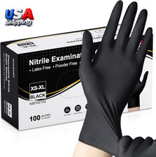 Nitrile Exam Gloves, Black Latex Free Powder Free Disposable Gloves for Medical,