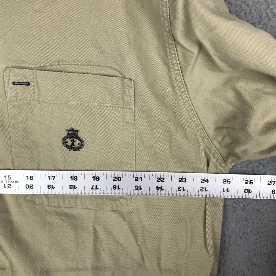 Regatta Shirt Mens XL Tan Button Down Long Sleeve Denim Collar Crest Pocket - Image 3 of 4