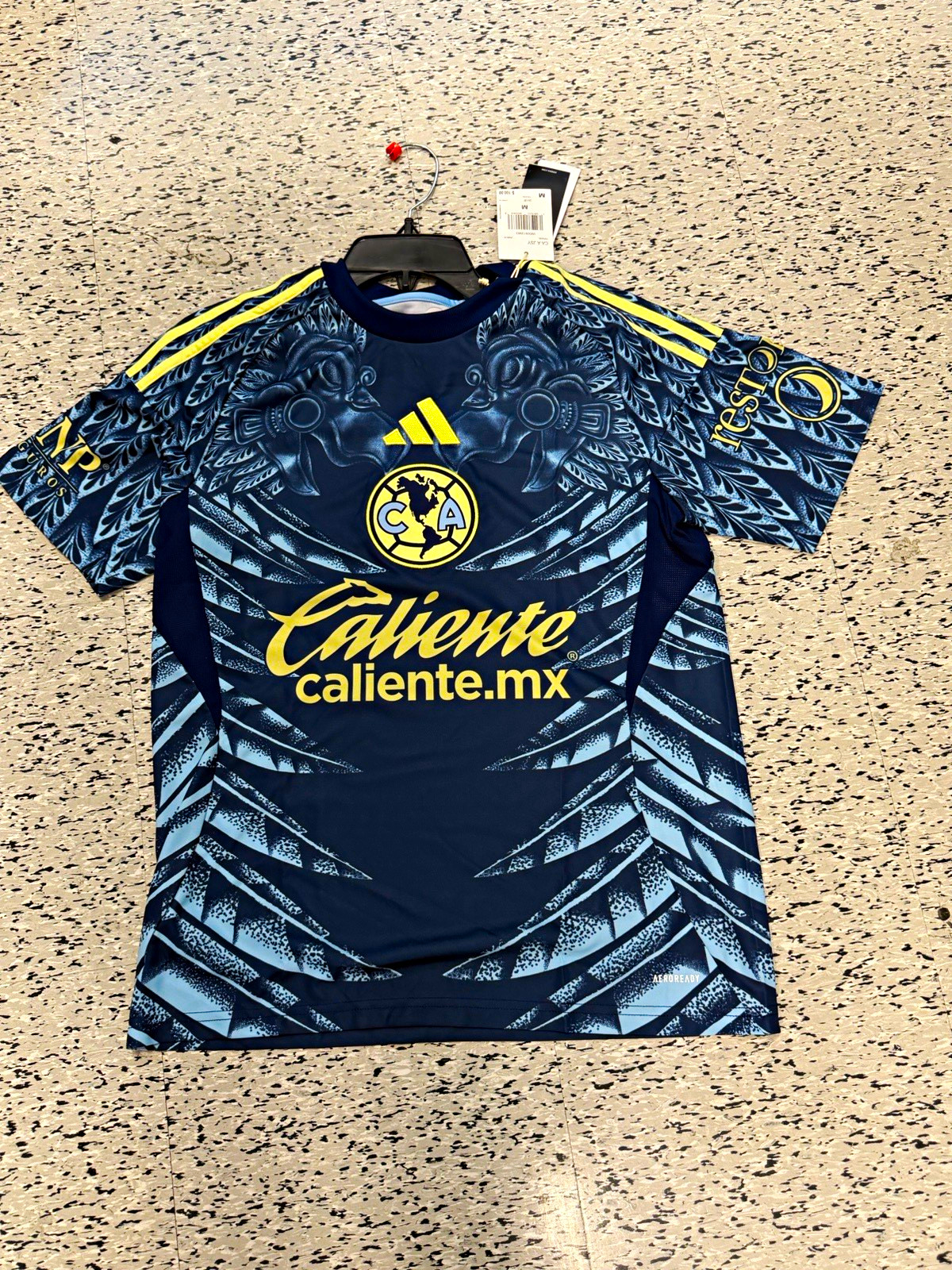 adidas Club América Soccer Jersey Shirt Size M Blue Yellow Made in Mexico