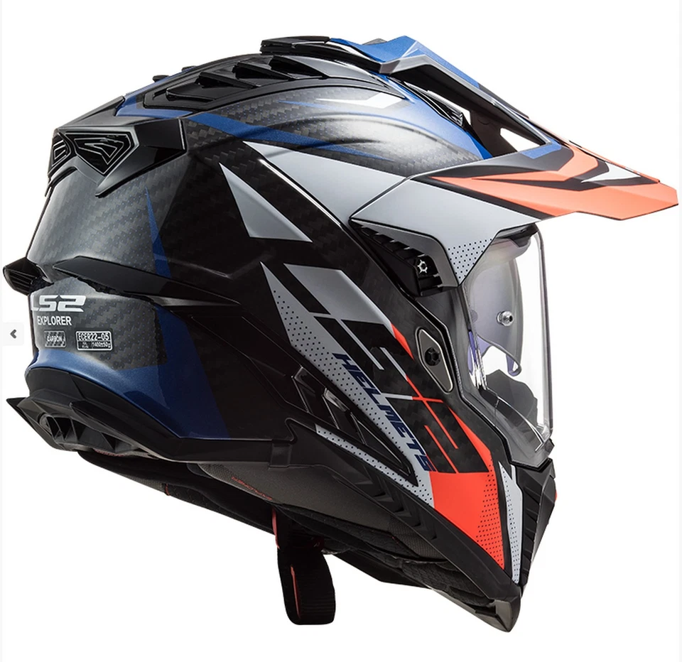 LS2 Explorer Carbon Focus Dual Sport Helmet Blue/White - Image 2 of 4