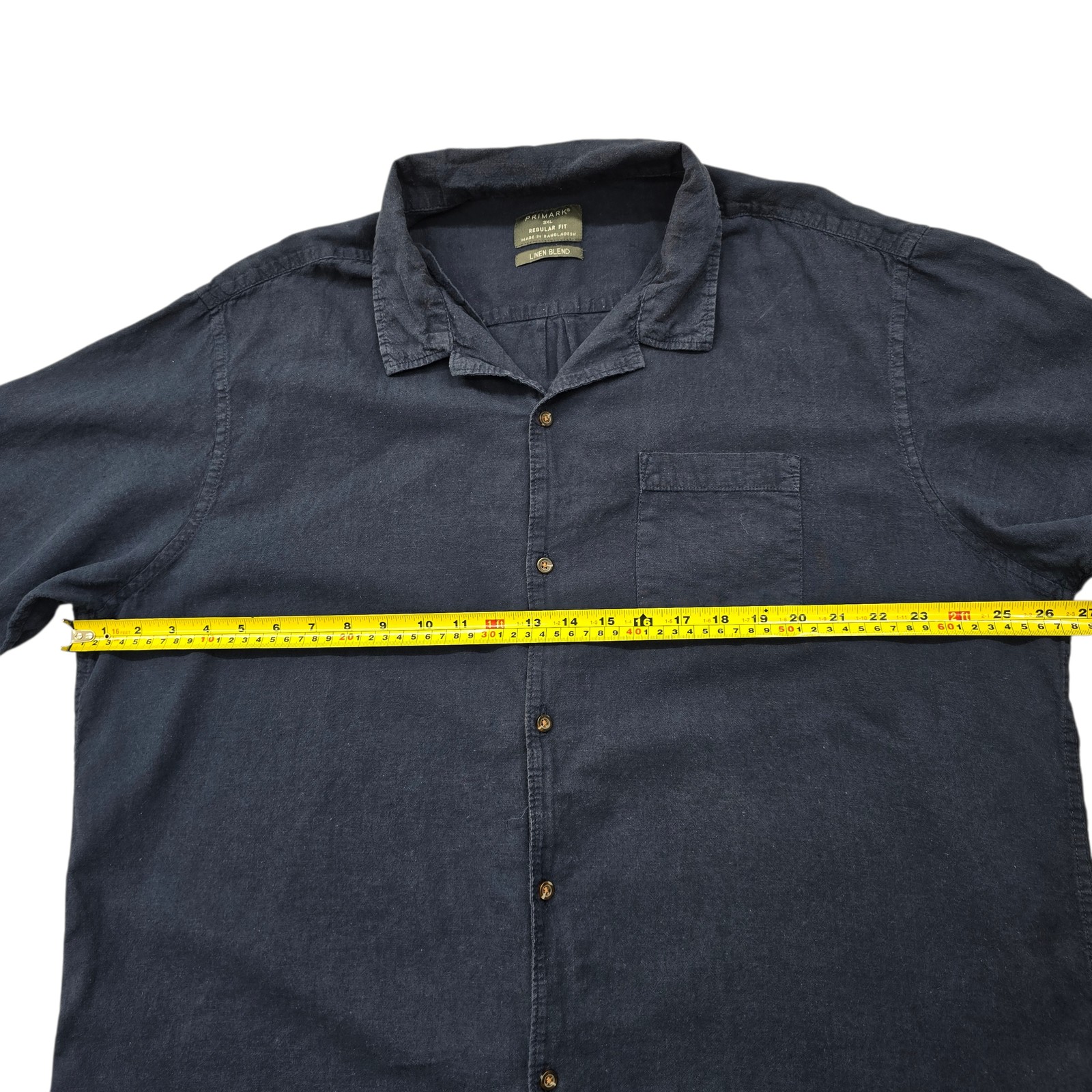 Primark Mens Navy Linen Blend Shirt Chest Pocket 3XL Regular Fit image 6