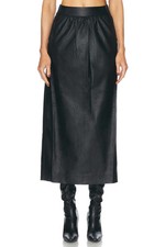 Women  s Genuine Leather Midi Skirt Elegant Classic Office Casual Outfit