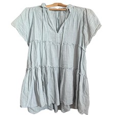 Karlie Baby Blue Dress Linen Blend Cotton Womens Medium