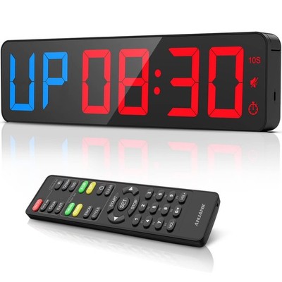 Gym Timer 15'' Large LED Display Wall Clock | Gym Interval Workout | Count Dow...