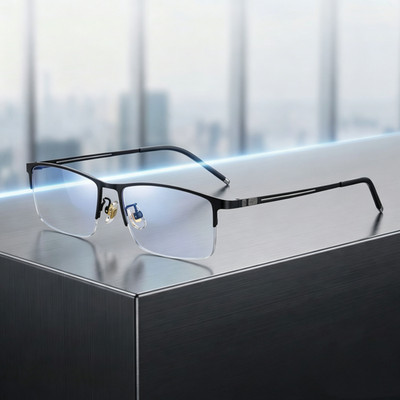 Ultra-Light Titanium Half Rim Eyeglasses Frame Men Business Glasses Spectacles