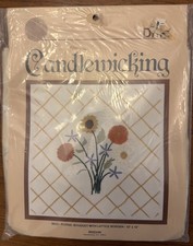 Vintage Dritz Candlewicking Kit Floral Bouquet With Lattice Border 12" x 12"