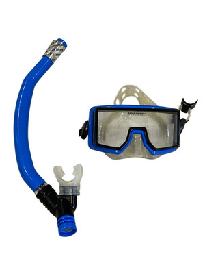 U.S. Divers Mini Buena Vista Snorkel Mask Set Adult Blue Tempered Glass Dive