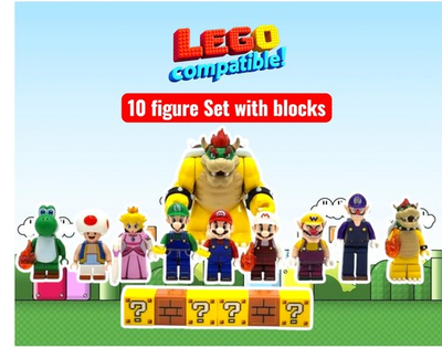 #ad 10 New Figure Super Mario Bros Mini figures Luigi Wario Bowser Big Fig Yoshi Toy $55.43