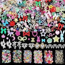 620pcs Mixed 3D Nail Charms Kit, 12pcs Luxury Metal Nail Mixed color