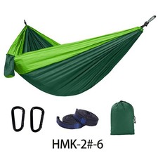 Lightweight Parachute Nylon portable Hammock with tree ropes and carabiner-Green