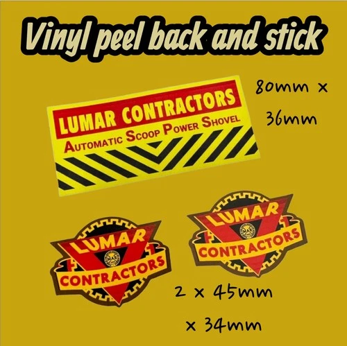 Lumar Contractors Automatic Scoop Shovel Full Sticker Set MX-056 Tin Toy Marx
