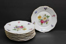 Set of 8 Mitterteich Bavaria “Meissen Floral” 6-1/2"Salad plates With Gold Trim