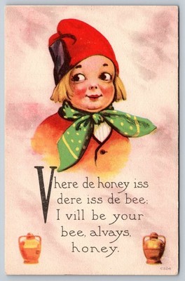 Postcard Art Dutch Child I'll Be Your Bee Honey  59R