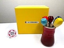 Le Creuset Food Pick & Small Jar Set Cherry Red Stoneware New from Japan