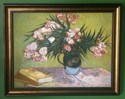 Vincent Van Gogh  Vase With Oleanders Repro Canvas Framed Wall Art 25 x20 