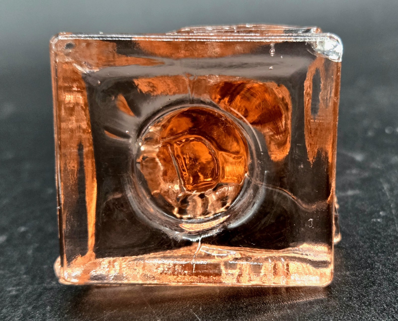 Vtg. Degenhart Peach/Pink Glass Wise Owl on Books Figurine Paperweight Cadmium