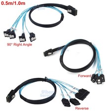 Mini SAS SFF-8087 to 4 SATA Forward / Reverse / 90 Degree Splitter Cable 0.5/1M