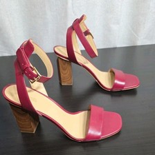 Michael Kors Petra Block Heel Valentine’s Leather Red Sandals 9.5M Free Ship