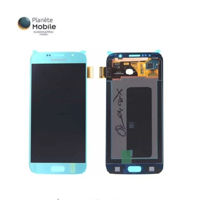 Original Ecran LCD Bleu Assemblés Sur Châssis Pour Samsung Galaxy S6 G920F - Photo 1/1
