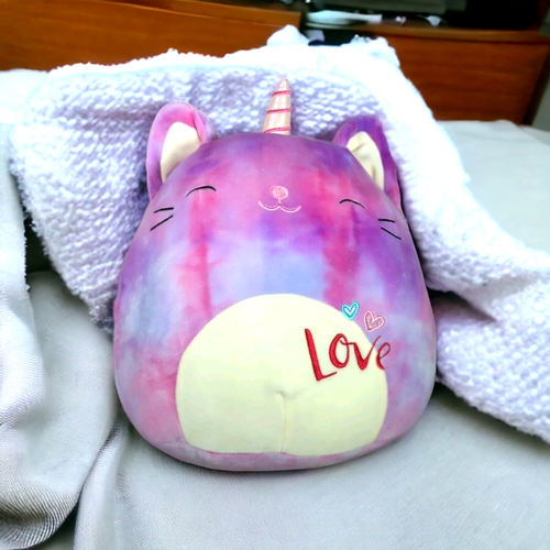 Squishmallows Carla Caticorn Cat Valentine's 12" Plush Tie Dye Pink Purple Toy - Picture 2 of 9