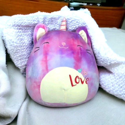 Squishmallows Carla Caticorn Cat Valentine's 12" Plush Tie Dye Pink Purple Toy - Picture 1 of 9