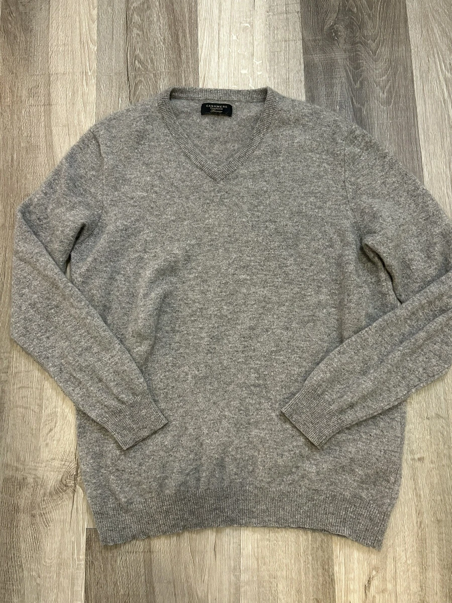 Club Room Soft Fluffy Estate 2-Ply Cashmere Charcoal Gray V-Neck Sweater Mens XL