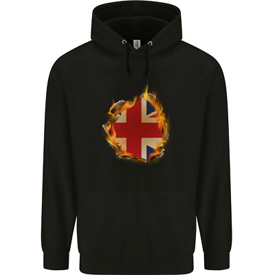 Union Jack Flagge Feuereffekt Großbritannien Kinder Kids Hoodie
