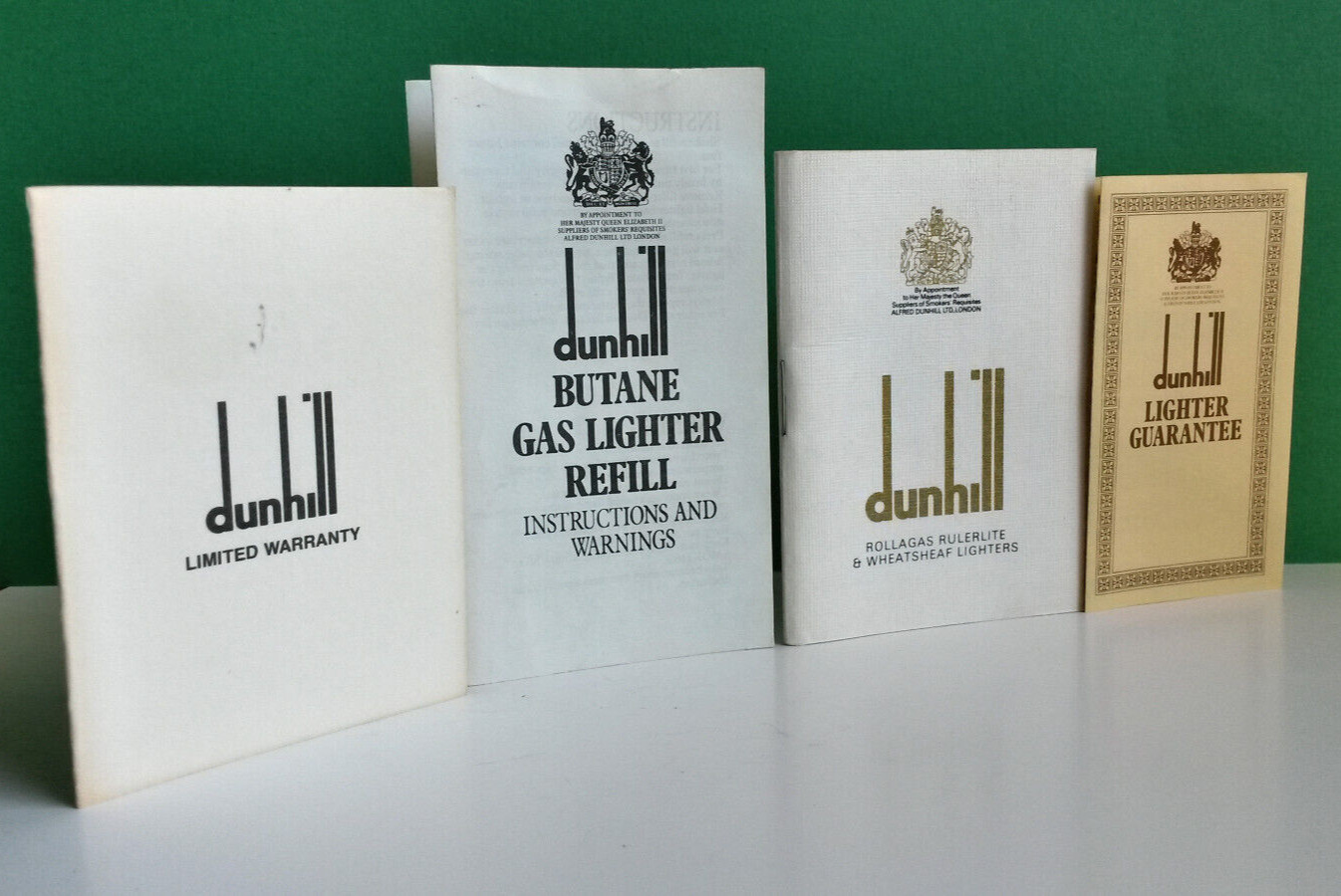 Rare Dunhill Silver Plated Chevron Rollagas Lighter w/Case & Booklets - Works