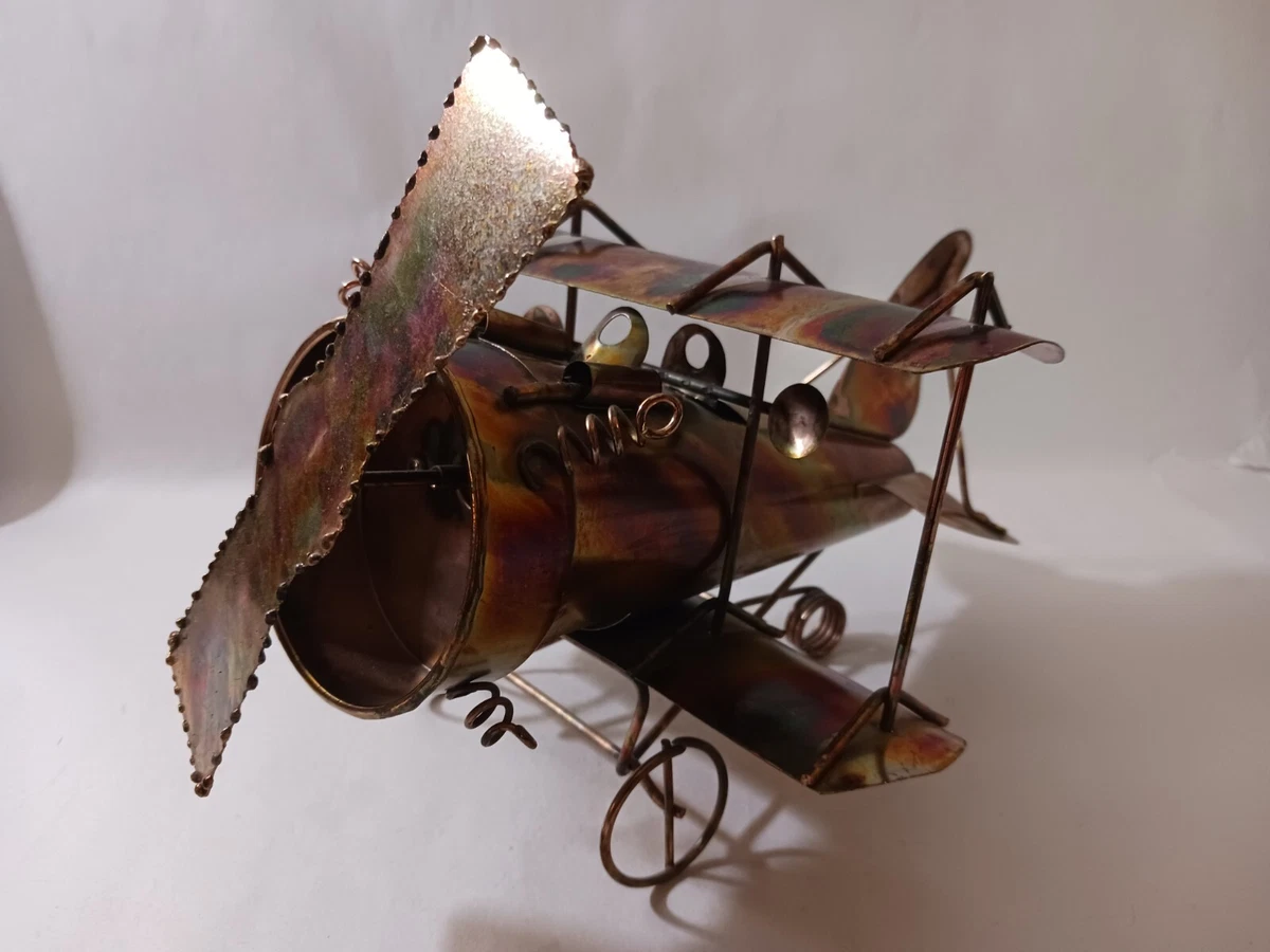 Vintage Copper/Tin Propeller Biplane Airplane Music Box Plane Wild Blue  Yonder | eBay