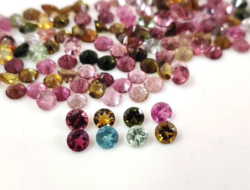 Natural Top Quality Multi Color Tourmaline Round Cut 3.5 mm Loose Gemstone Lot - Image 3 of 4