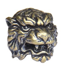 Solid Brass Retro Tiger Head Paracord Bead EDC Charms Knife Lanyard Zipper Pull