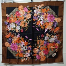 Gucci large scarf Silk Scarf 86cm 33  GUCCI bandana bandanna flower black brown